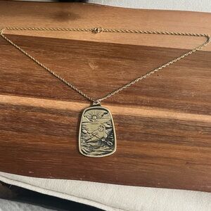 Vintage Gold Pendant Necklace with Nautical Design